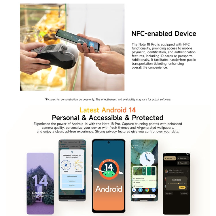 Ulefone Note 18 Pro, 6GB+256GB, Face ID & Side Fingerprint, 6.78 inch Android 14 MediaTek Helio G91 MTK6769 Octa Core, Network: 4G, Dual SIM, OTG, NFC Ulefone Note 18 Pro, 6GB+256GB, Face ID & Side Fingerprint, 6.78 inch Android 14 MediaTek Helio G91 MTK6769 Octa Core, Network: 4G, Dual SIM, OTG, NFC